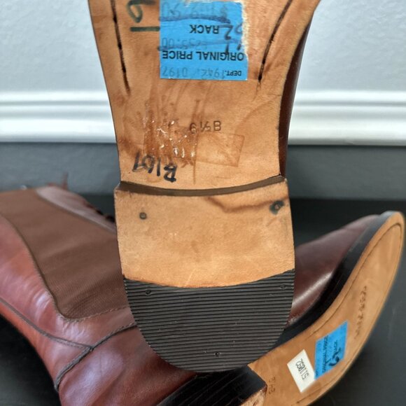 Vtg Y2k Cole Haan Country Lace-up Mid-calf Boots Red Brown Leather Size 6.5 - Picture 7 of 8